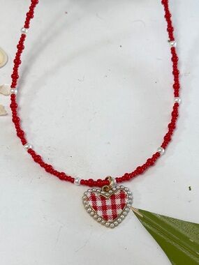 Country Girl Gingham Heart Necklace